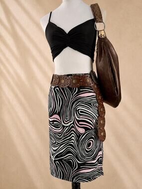 BCBG Paris Y2K Psychedelic Swirl Midi Skirt XS
